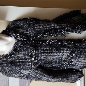 Joe Fresh Women's Plaid Tweed Blazer - Black and Gray